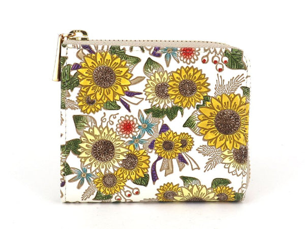 Sunflowers Small Wallet with L-zipper