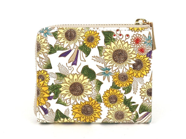 Sunflowers Small Wallet with L-zipper