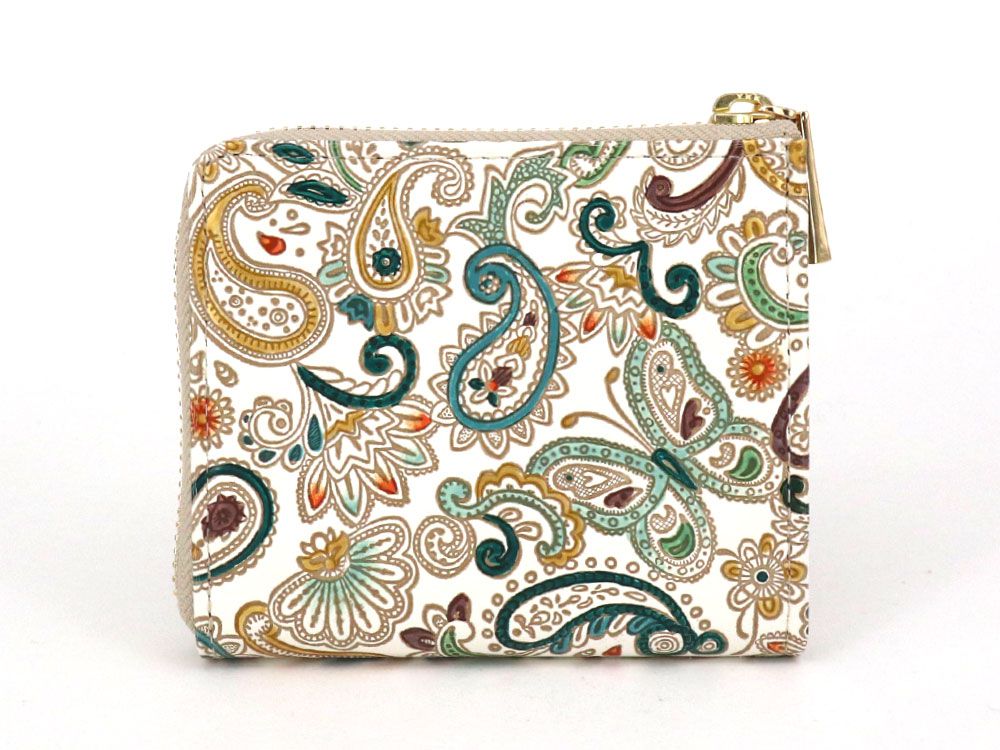 Paisley (Viridian) Small Wallet with L-zipper