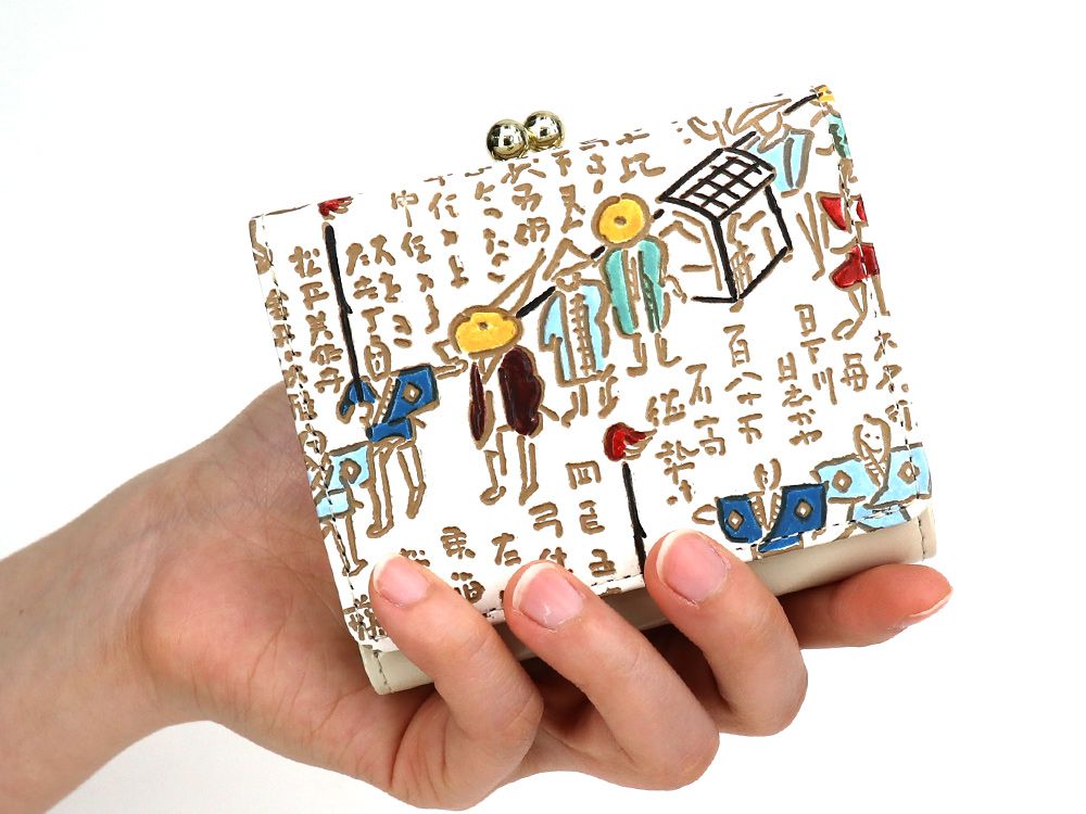 Daimyo Procession with Kanji Small GAMAGUCHI Trifold Wallet