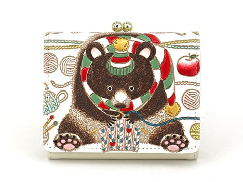 Knitting Bear Small GAMAGUCHI Trifold Wallet