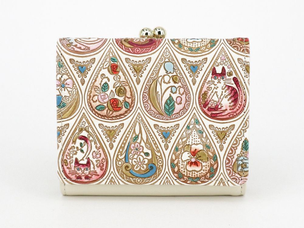 Flowers and Cats (Rose) Small GAMAGUCHI Trifold Wallet