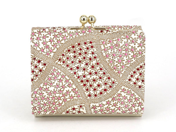 CHIRIMEN Fabric (Pink) Small GAMAGUCHI Trifold Wallet
