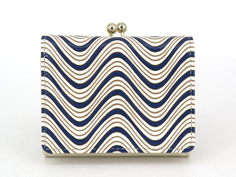 YOKONAMI Waves (Navy) Small GAMAGUCHI Trifold Wallet