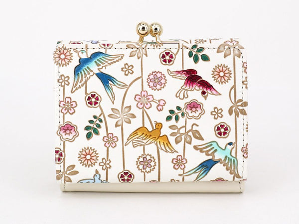 Birds and Cherry Blossoms Small GAMAGUCHI Trifold Wallet