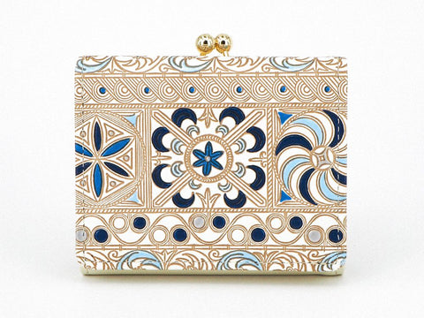 KINSHA - Persia Tiles (Blue) Small GAMAGUCHI Trifold Wallet