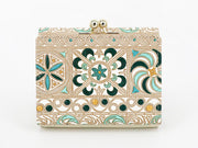 KINSHA - Persia Tiles (Green) Small GAMAGUCHI Trifold Wallet