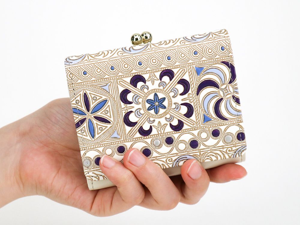 KINSHA - Persia Tiles (Purple) Small GAMAGUCHI Trifold Wallet