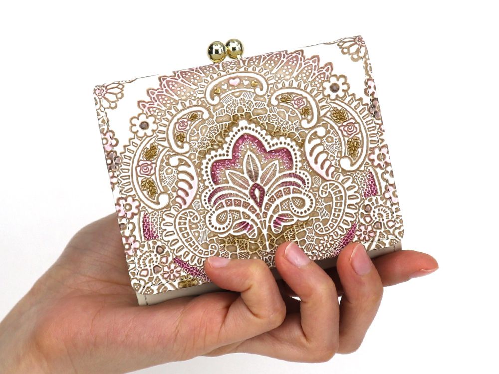 Antique Lace (Pink) Small GAMAGUCHI Trifold Wallet