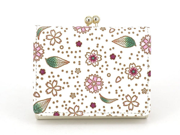 Falling Cherry Blossoms Small GAMAGUCHI Trifold Wallet