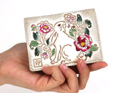 Chinese Zodiac: Rabbit and Peonies Square Coin Purse