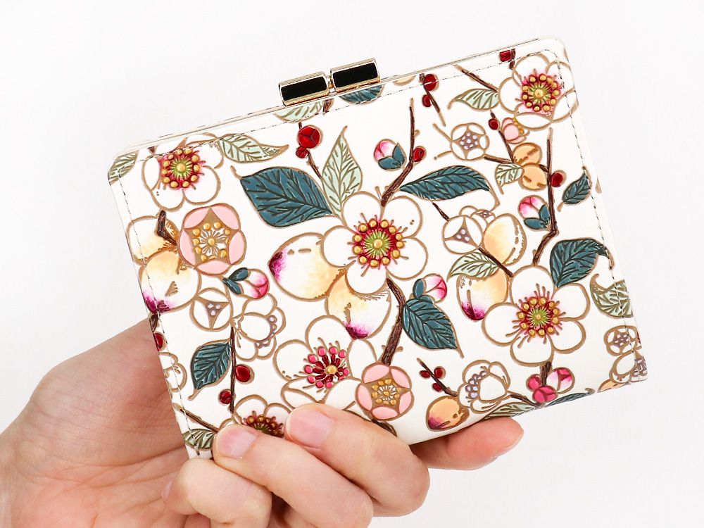 MEIHUA - Plum Blossom Square Billfold with Clasp