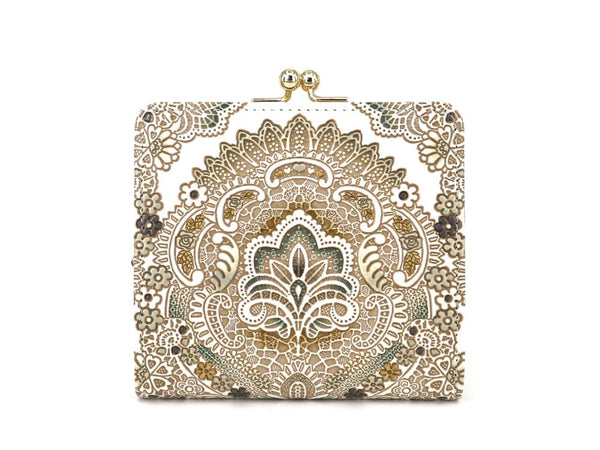 Antique Lace (Green) Square GAMAGUCHI Clasp Purse