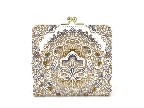 Antique Lace (Blue) Square GAMAGUCHI Clasp Purse