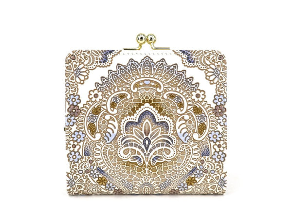 Antique Lace (Blue) Square GAMAGUCHI Clasp Purse