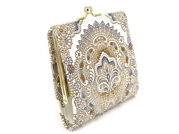 Antique Lace (Blue) Square GAMAGUCHI Clasp Purse