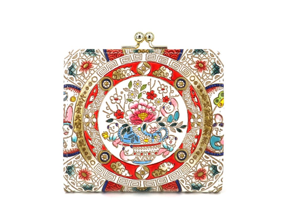 KARAKO - Chinese Dolls   Square GAMAGUCHI Clasp Purse