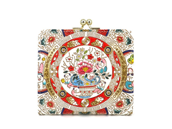 KARAKO - Chinese Dolls   Square GAMAGUCHI Clasp Purse