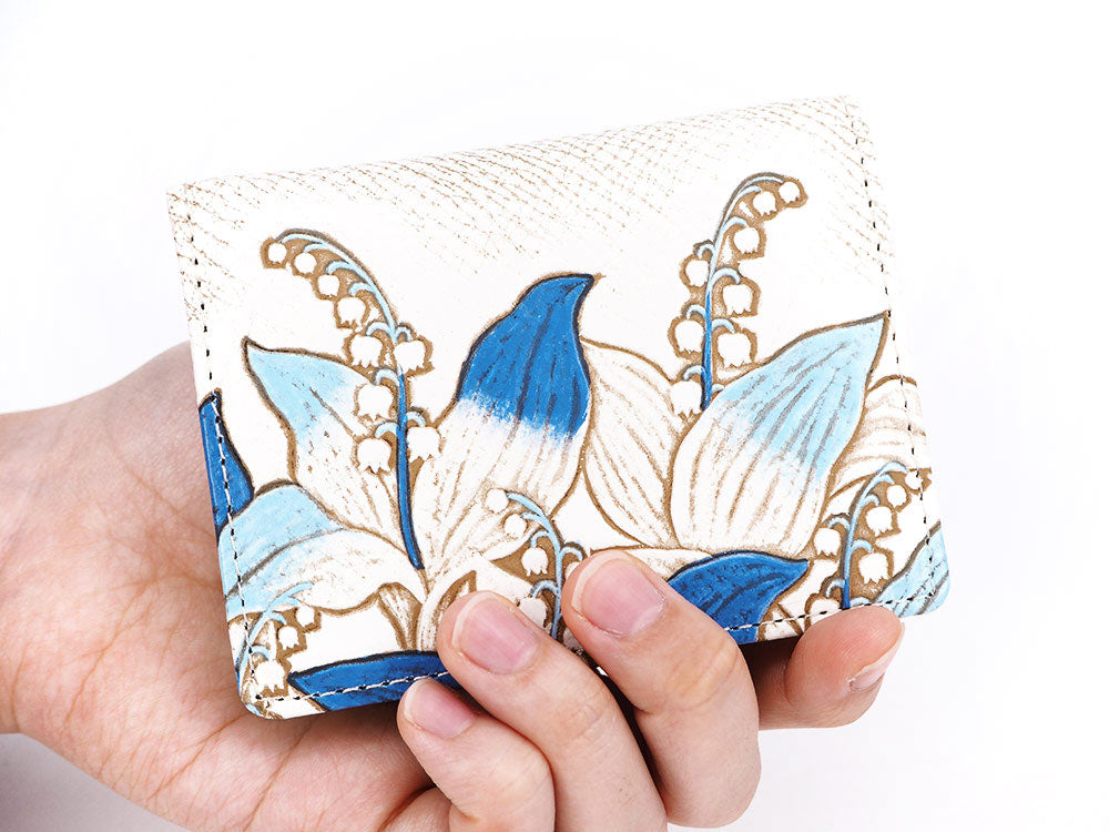 SUZURAN - Lily of the Valley (Blue) Square Coin Purse