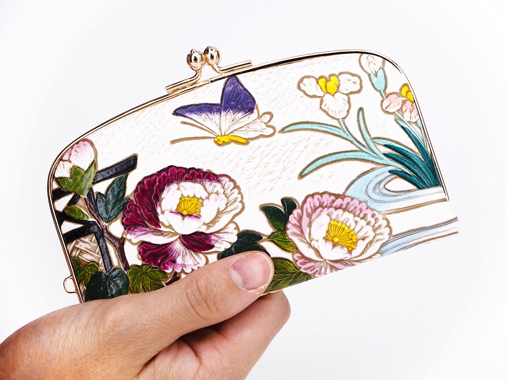 Japanese Peonies GAMAGUCHI Small Clasp Purse