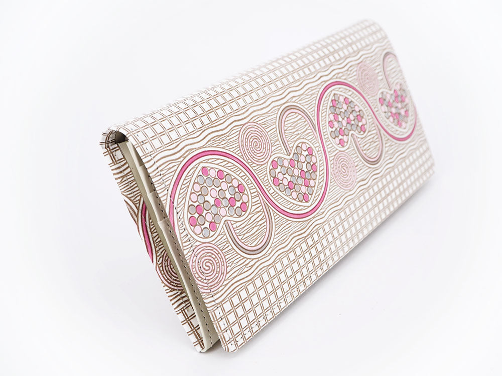 Silver Hearts (Mocha Pink) Long Wallet