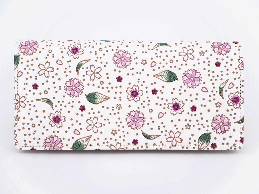 Falling Cherry Blossoms Long Wallet