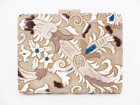 Arabesque (Brown) GAMASATSU Square Billfold with Clasp