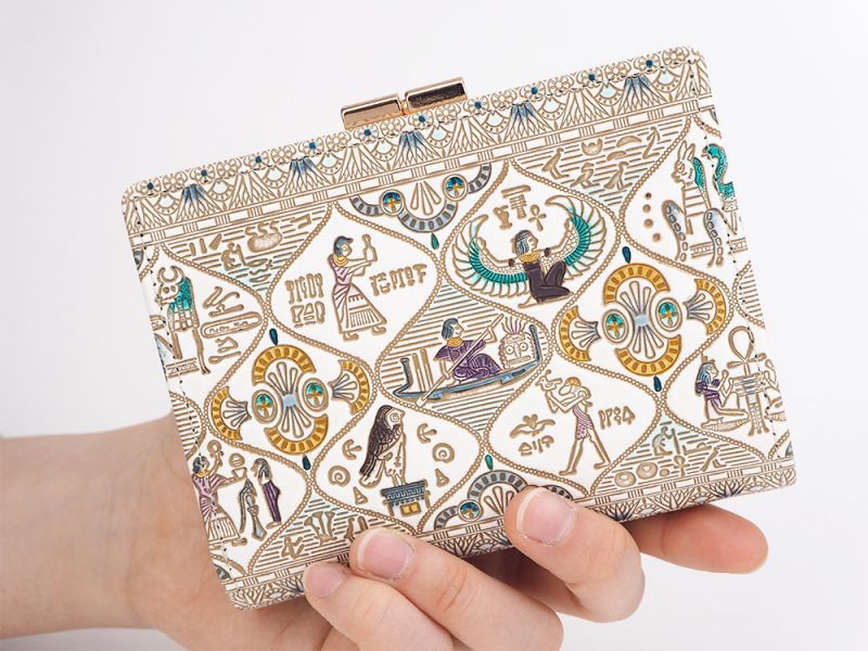 Egyptian Design (#1) GAMASATSU Square Billfold with Clasp