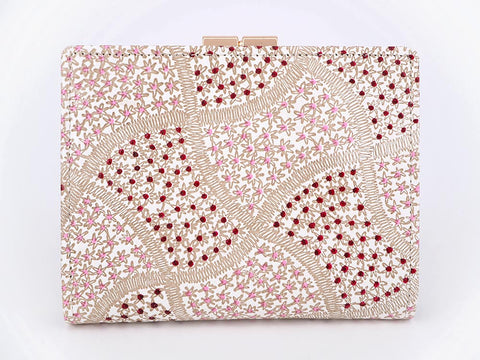 CHIRIMEN Fabric (Pink) GAMASATSU Square Billfold with Clasp