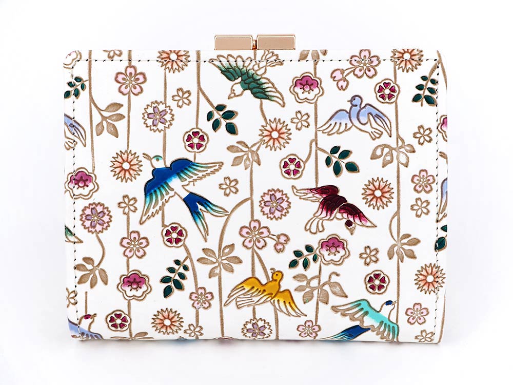 Birds and Cherry Blossoms GAMASATSU Square Billfold with Clasp