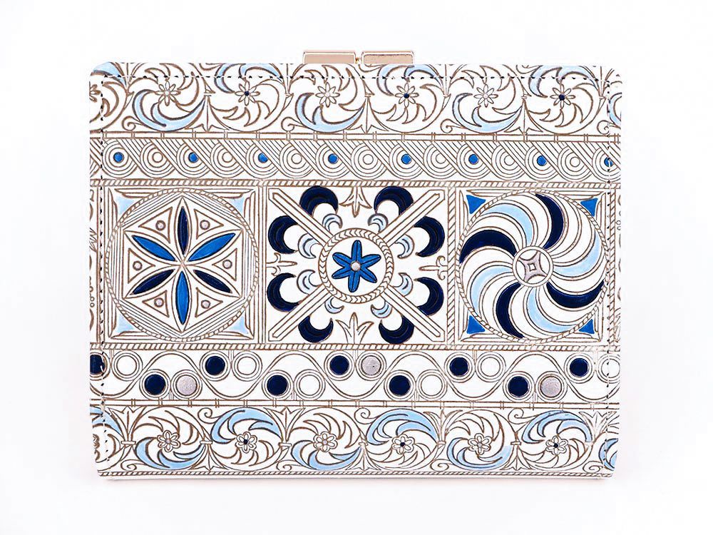 KINSHA - Persia Tiles (Blue) GAMASATSU Square Billfold with Clasp