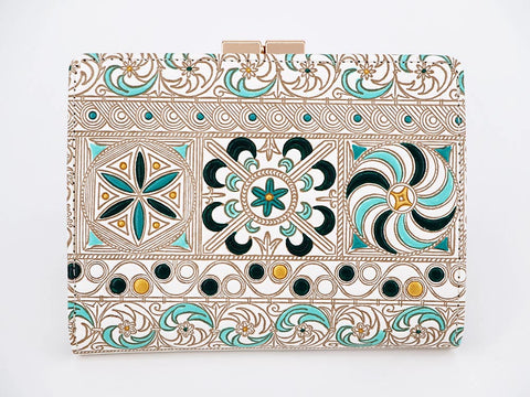 KINSHA - Persia Tiles (Green) GAMASATSU Square Billfold with Clasp