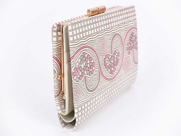 Silver Hearts (Mocha Pink) GAMASATSU Square Billfold with Clasp