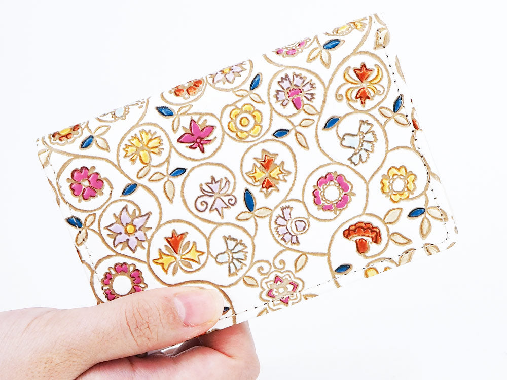 KINKARAKOBANA - Small Golden Flowers Business Card Case