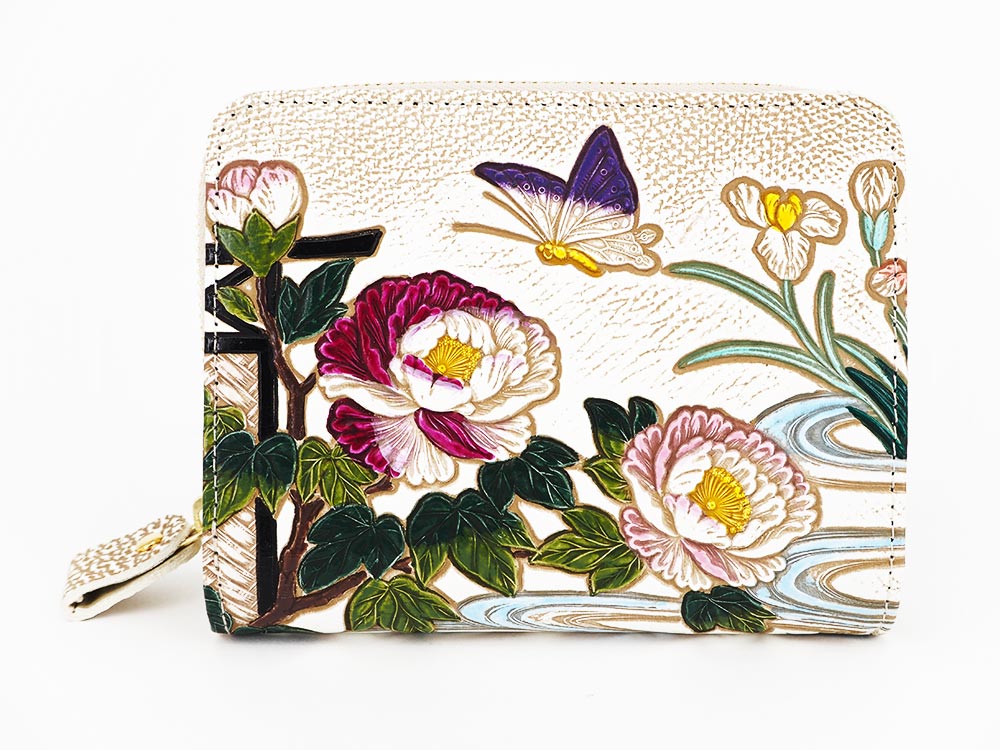 Japanese Peonies Zippered Bi-fold Wallet