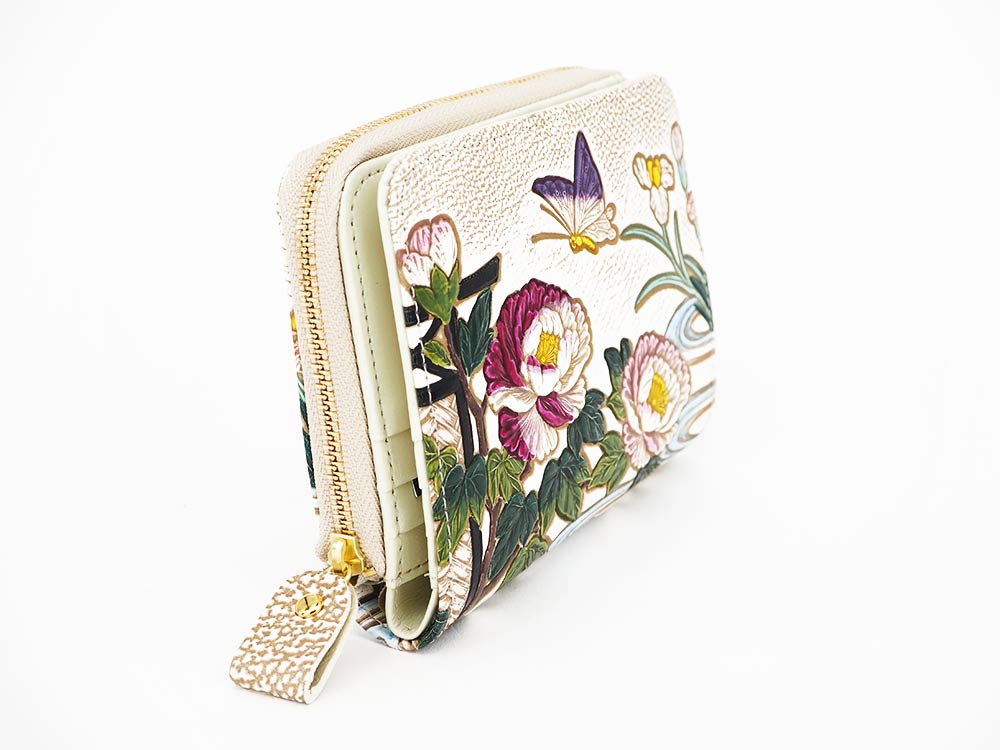 Japanese Peonies Zippered Bi-fold Wallet