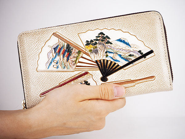 SENMEN - Decorative Fans Zippered Long Wallet