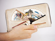 SENMEN - Decorative Fans Zippered Long Wallet