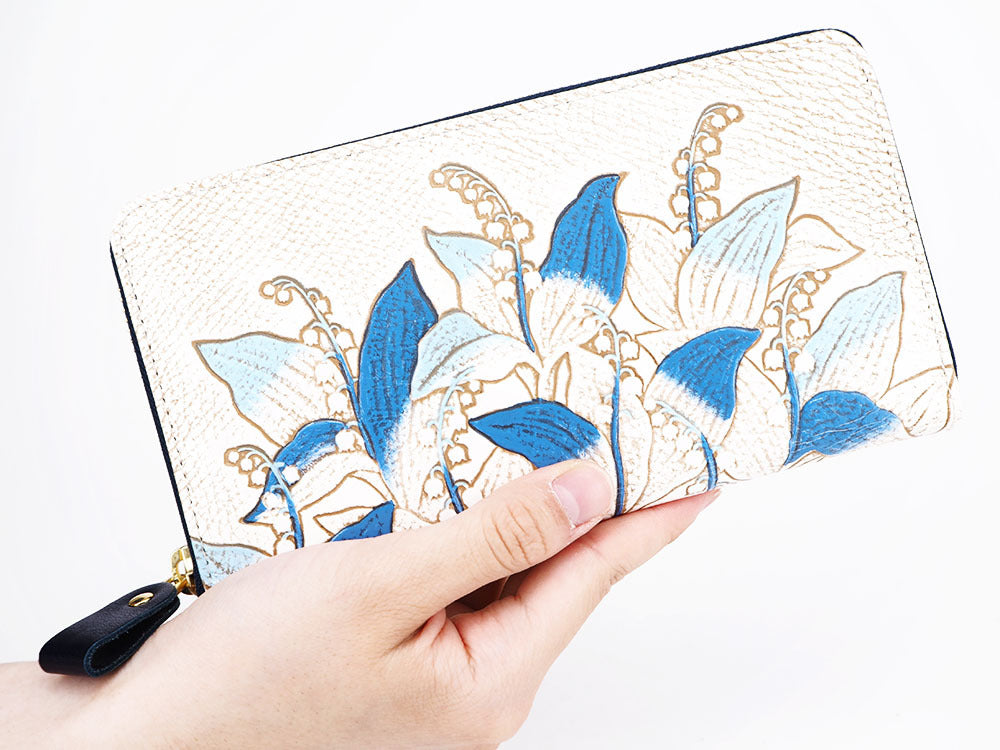SUZURAN - Lily of the Valley (Blue) Zippered Long Wallet