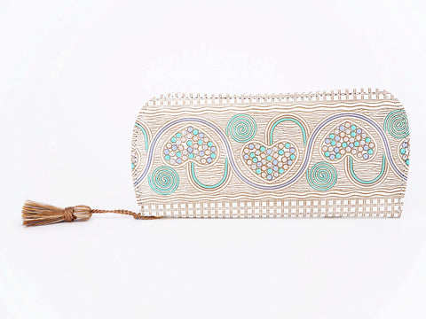 Silver Hearts (Mint Green) Eyeglasses Case