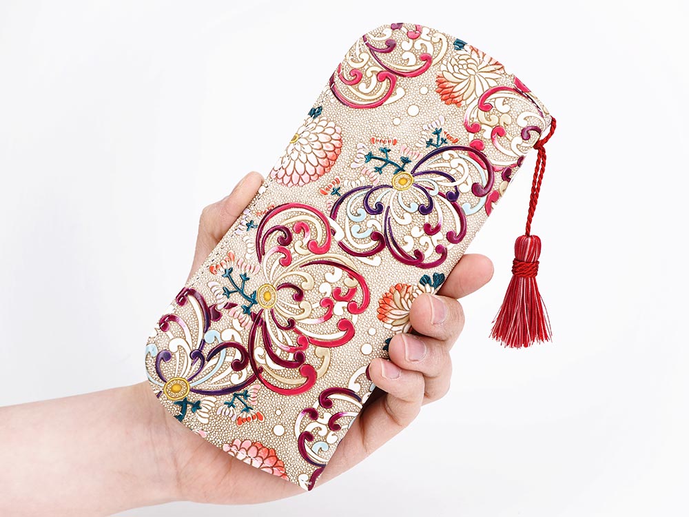 RANGIKU - Firework Chrysanthemums (Wine&Pink) Eyeglasses Case